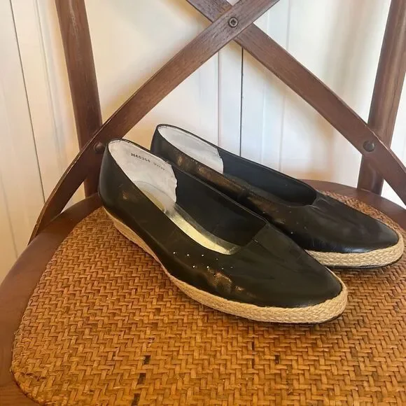 Ros Hommerson Envy black leather espadeille wedge heel 9 - Picture 4 of 13